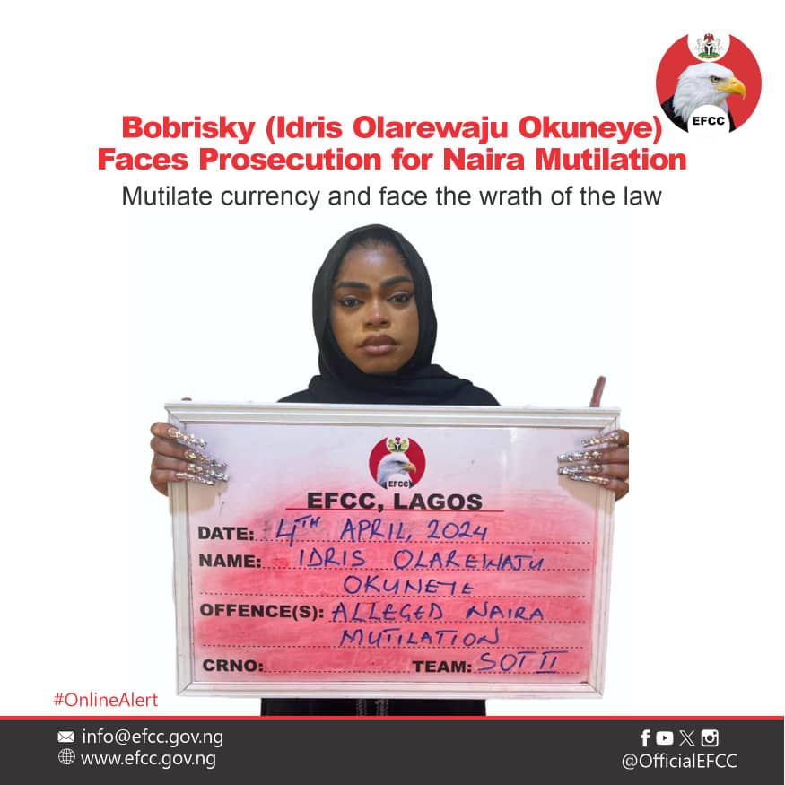 EFCC Grills Bobrisky For Naira Abuse