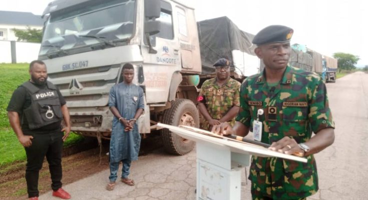 Navy Arrest Man For Stealing Dangote Truck, 900 Bags Of Cement
